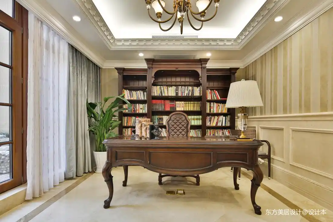 好看的美式风格别墅书房设计