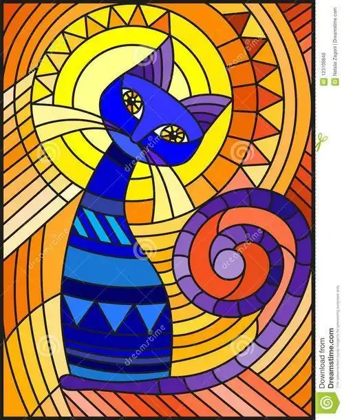 彩色玻璃绘画简笔画