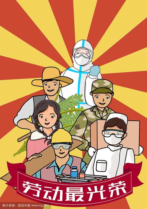 工人农民军人医生学生五一劳动节竖版防疫版矢量插画