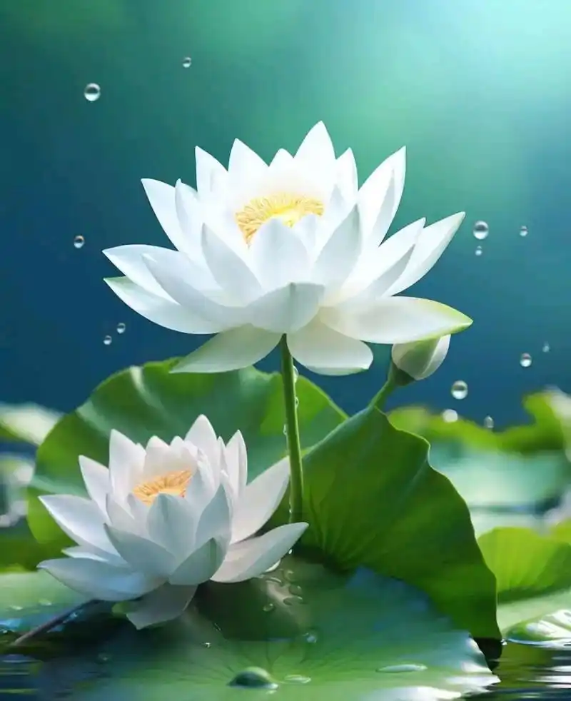 雪白的莲花-寓意好运连连