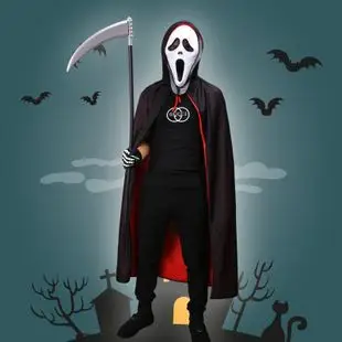 万圣节儿童服装死神斗篷披风僵尸服成人服装恐怖男女衣服骨架鬼衣