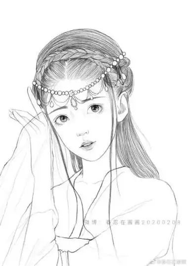 女生简笔画简笔画古风头像古风人物素描简零基础手绘古风漫画线描人物