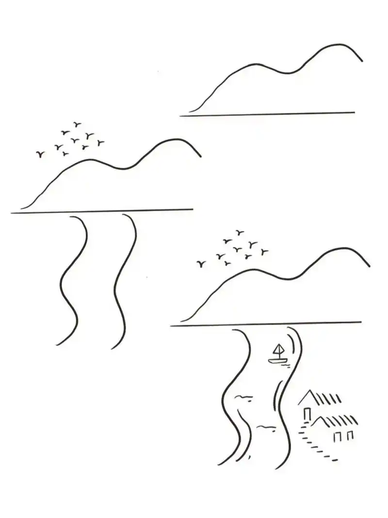 儿童简笔画-山水风景     @艺术薯 @小红书创作学院