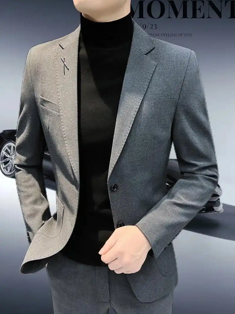 痞帅高级感西装男商务正装,春季2024新款韩版修身男士休闲西服外套.