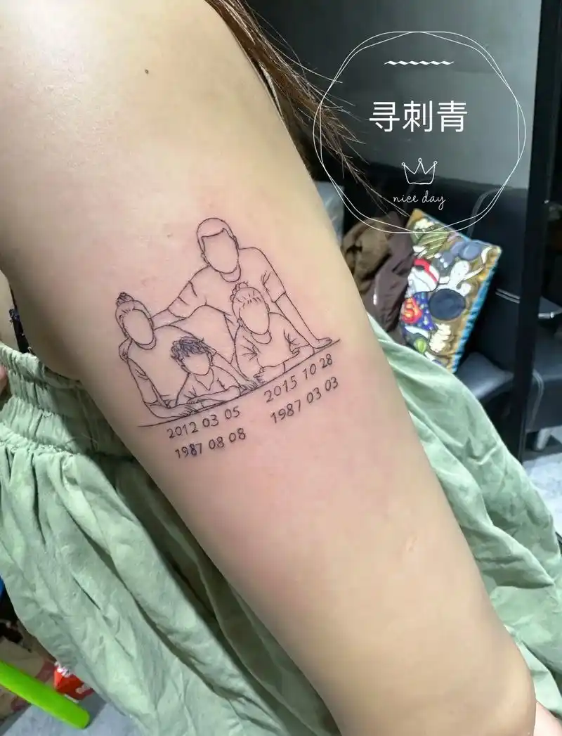 简笔画#一家四口#纹身#tatt - 抖音