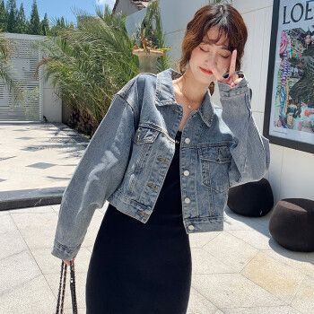 annaetter牛仔衣短外套女生春秋韩版宽松bf小个子百搭复古网红上衣ins