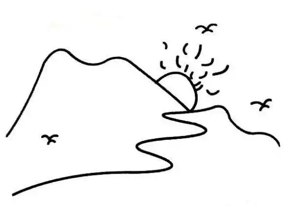 风景简笔画之夕阳西下,夕阳西下简笔画分享