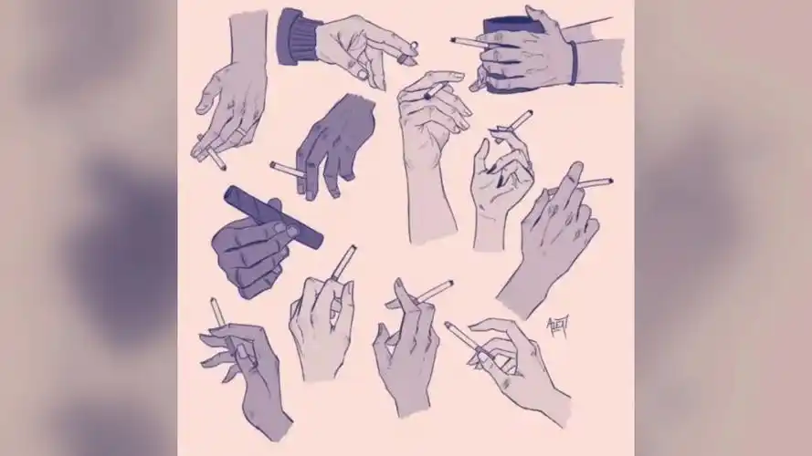 动漫抽烟手势素材