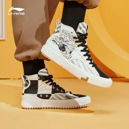 李宁高帮帆布鞋男鞋迪士尼联名款运动鞋男鞋休闲鞋春夏情侣鞋子男
