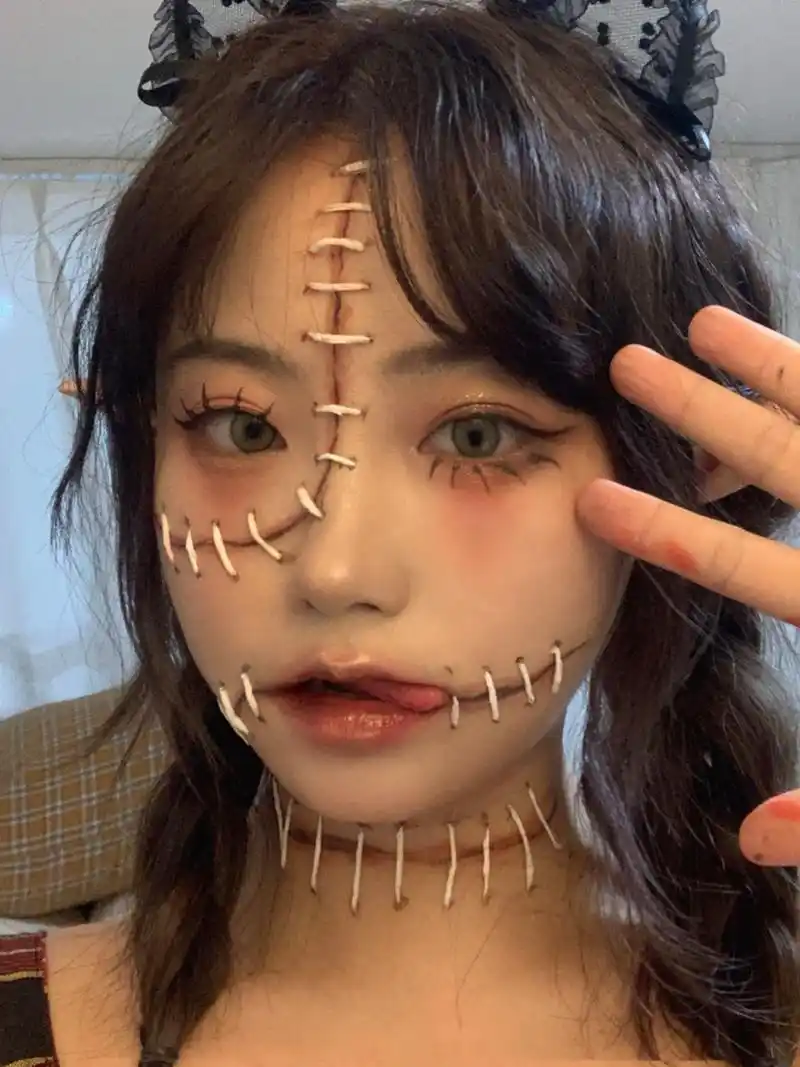万圣节猫咪鬼娃娃妆|手残党也可以学的妆容 当当当!