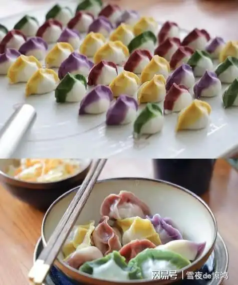 过年做彩色饺子颜色丰富多彩寓意好欢欢喜喜过大年
