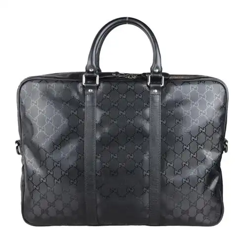 [9.5新]古驰gucci男士黑色水晶皮手提公文包