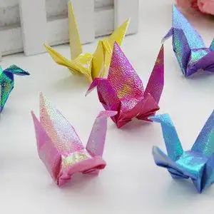 千纸鹤成品 10cm珠光纸折叠纯手工制作店铺挂饰房间卧室婚礼装扮