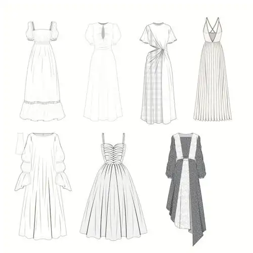 服装设计款式图连衣裙