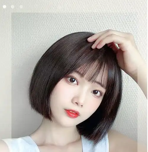 唐妮 假发女短发网红空气刘海圆脸bobo头内扣锁骨发型自然女全头套式