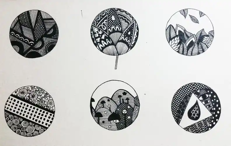 圆形黑白画创作|插画|艺术插画|saki酱m - 原创作品 - 站酷 (zcool)