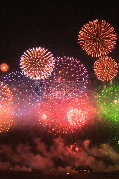 烟花夜景舞台h5动态背景动图图片-正版gif素材401032117-摄图网