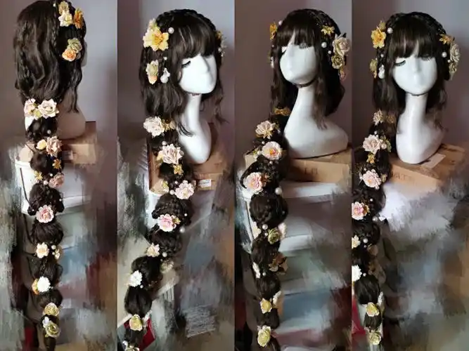 长发公主lolita假发造型编发