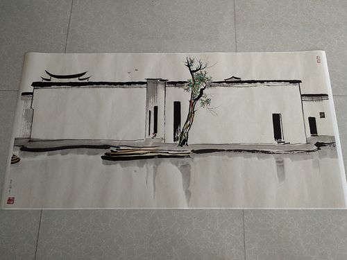 吴冠中国画双燕四尺横幅水墨画江南水乡艺术微喷复制画版画装饰画