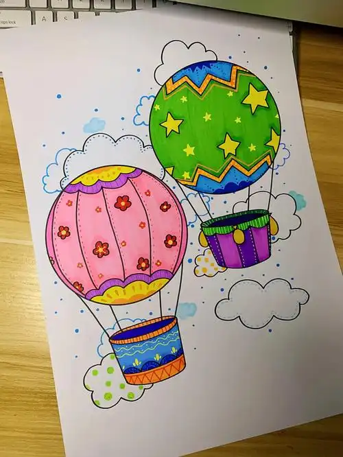 儿童绘画课程教学热气球