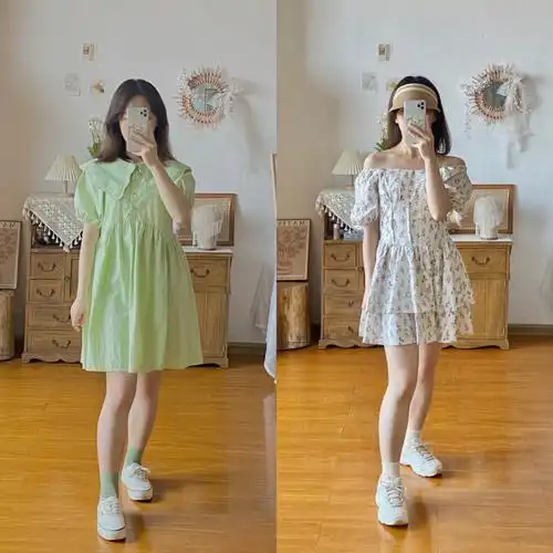 158100小个子梨形身材的半身裙穿搭