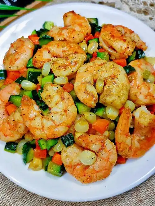 低脂低卡三色蔬炒虾仁好吃又营养60
