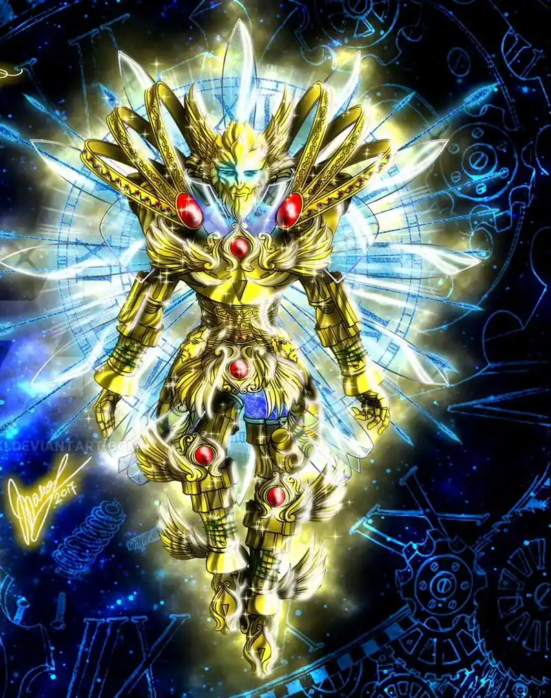 画师sekishiki绘制的时间之神柯罗诺斯的神衣,展现了其圣衣和着装的