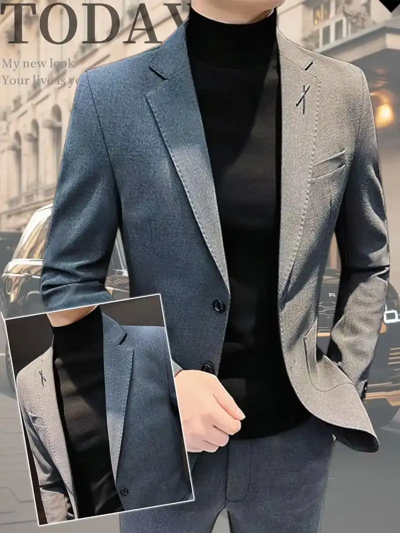 帅哥们,这款休闲西装套装为你营造高级感,尽显商务男装风格,设 - 抖音
