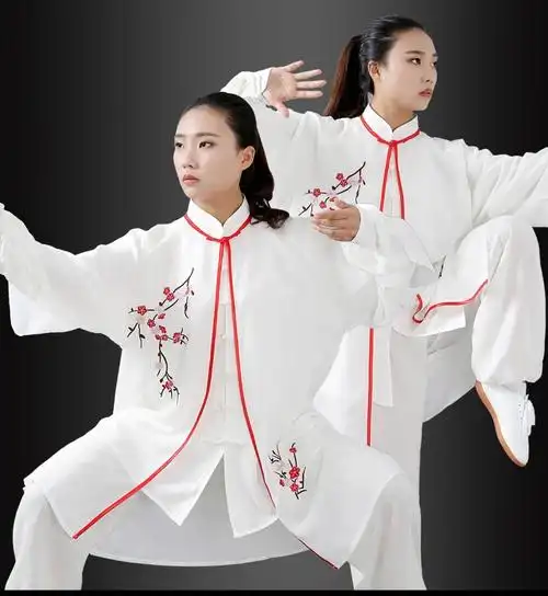 高端新品太极服女春秋款雪纺刺绣披纱单件太极拳练功服装武术表演服装