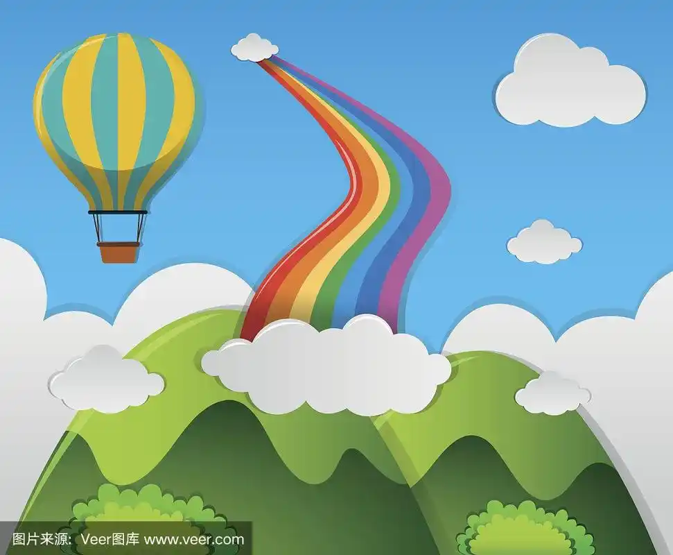 彩虹,热气球,在上面,天空,艺术