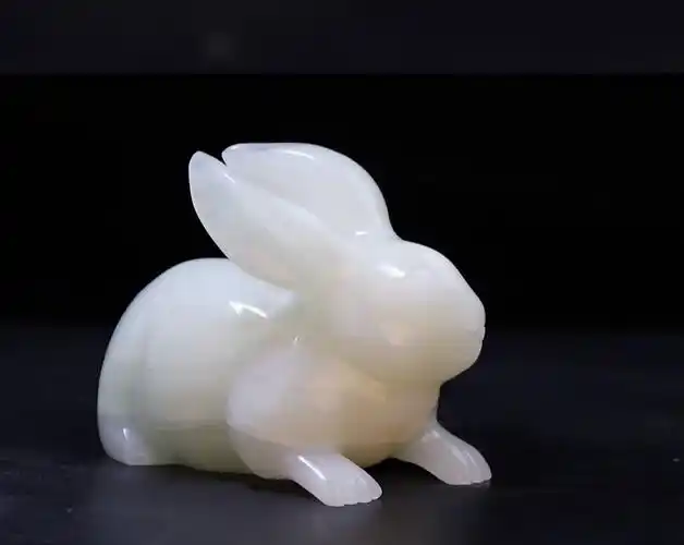 枳之家 白玉兔摆设乔迁送礼创意阿富汗玉玉兔摆件生肖兔生日礼物祝寿