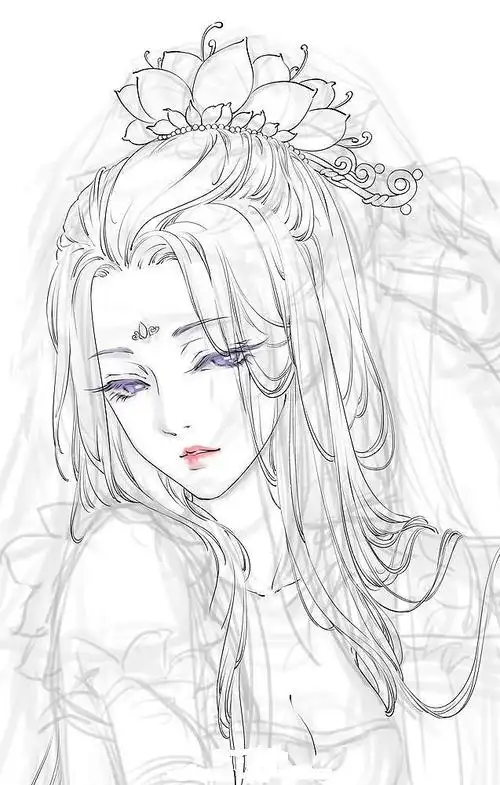 绘画素材手绘插画手绘素描铅笔画古典美人