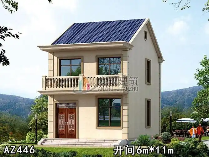 10万两间两层楼房设计图富有古色古香的韵味az446