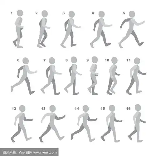 步动阶段的人在行走序列的游戏