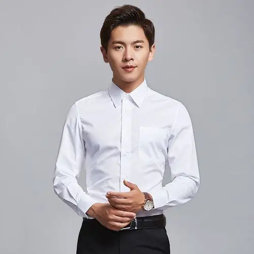 一折衬衣男长袖商务正装免烫修身_白衬衫男长袖修身免烫商务正装职业