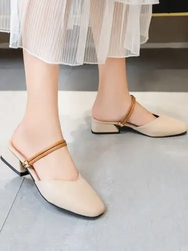 凉鞋女两穿夏季2019新款仙女风网红晚晚鞋百搭中跟配长裙的女鞋子