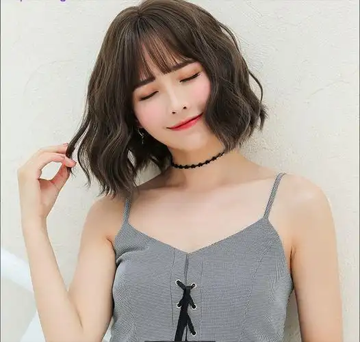 假发女短卷发玉米烫韩国波波头空气刘海锁骨发假发套全头套式网红