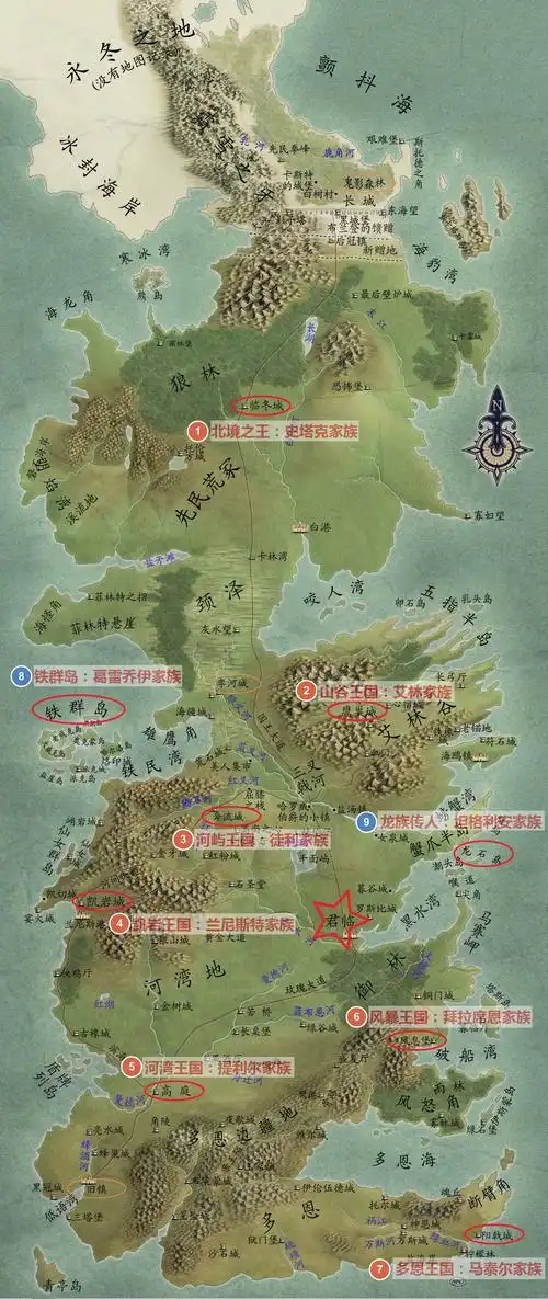 权力的游戏科普知识世界中七大王国和九大家族介绍