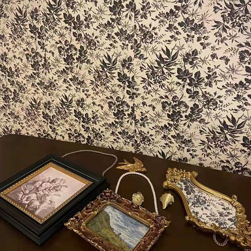 仟梵(qianfan)定制复古腊叶背景墙纸小红书网红壁纸樱桃腊树叶壁布 图