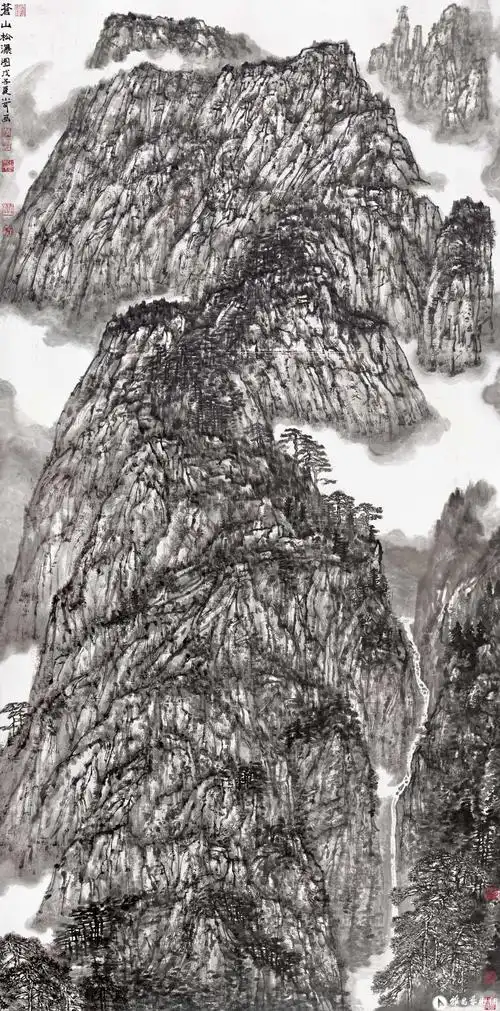 苍山松瀑图_山水黄山_李小可作品展_李小可在线作品_李小可官方网站