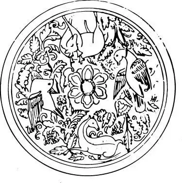 圆形动植物版画图案