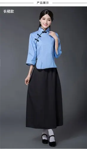 薇姬桑妮女士套装 薇姬桑妮民国学生装中长裙女五四青年装民国套装演