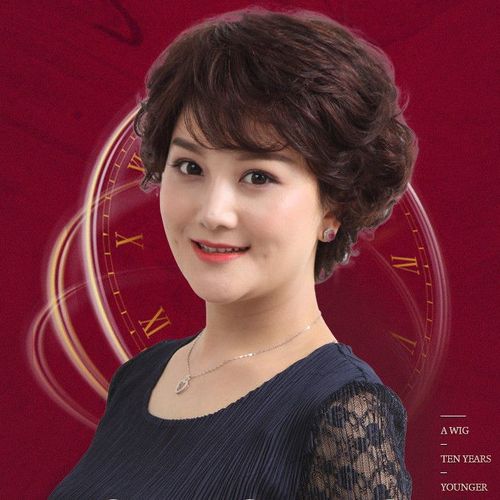 真人发丝假发女短发中老年妈妈整顶全头套短卷发女士发型自然真发
