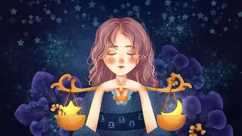 可爱的天秤座女孩插画