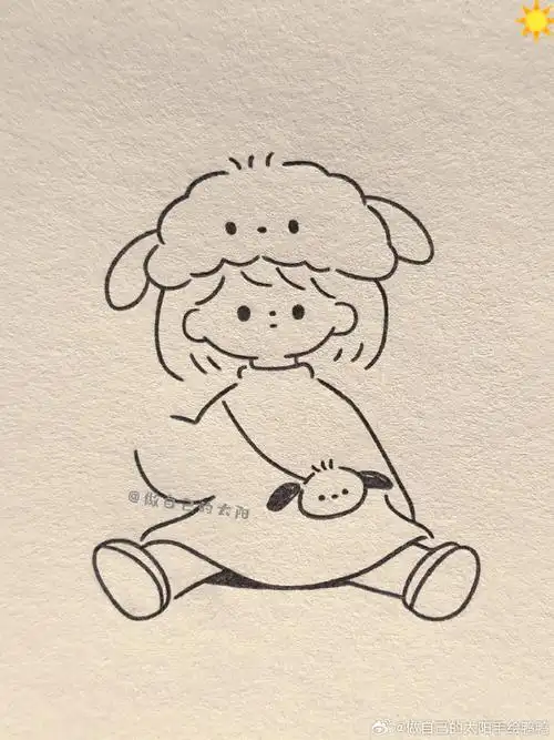 遇见艺术##画画##手绘##简笔画小女孩