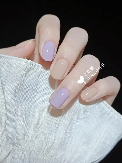 夏日甜心马卡龙纯色跳色美甲