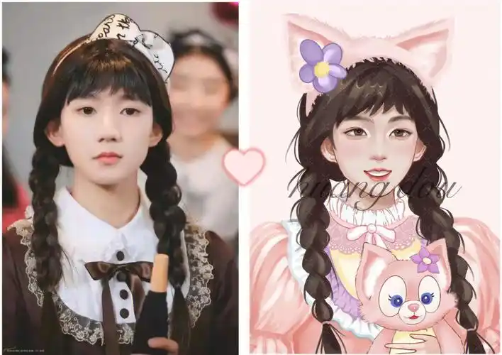 女装的王源好可爱!☺️#王源  #头像约稿  #procreate  #玲娜贝儿