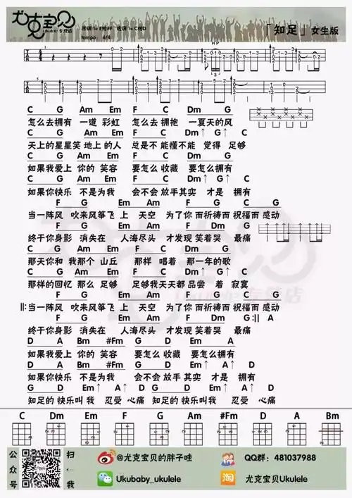 弹唱×指弹《知足》尤克里里谱教学演示(五月天)胖子哇