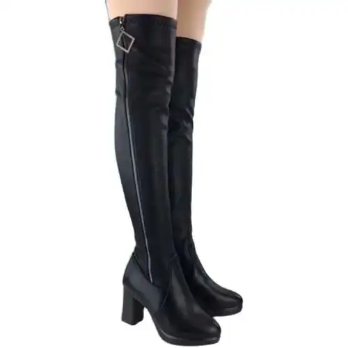 弹力皮靴2020秋冬新款过膝长靴加绒时装靴