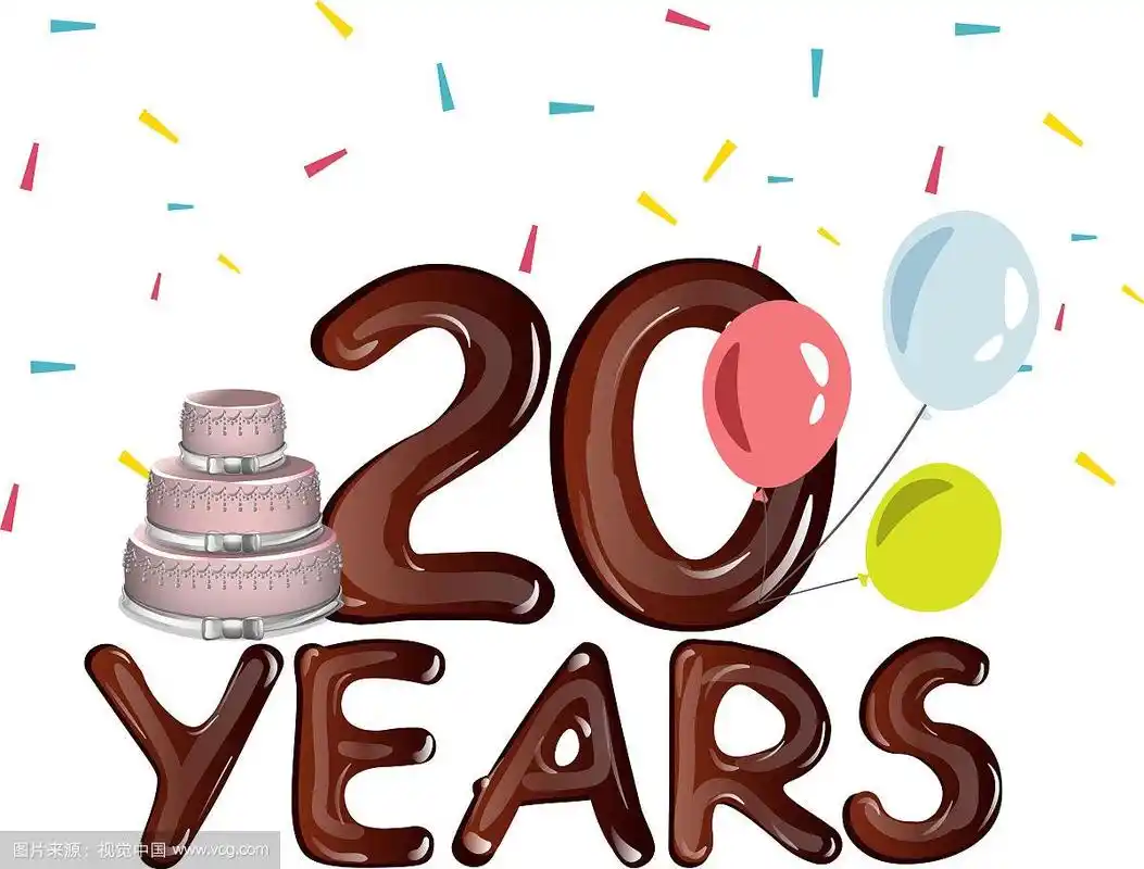 20周年纪念卡和蛋糕